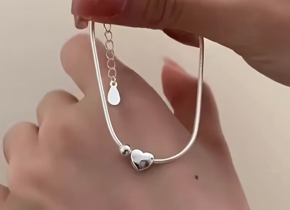 Stainless Steel Silver Heart and Ball bracelet