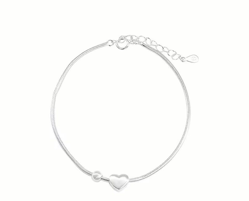 Stainless Steel Silver Heart and Ball bracelet
