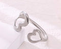 Stainless steel double heart adjustable cuff bracelet