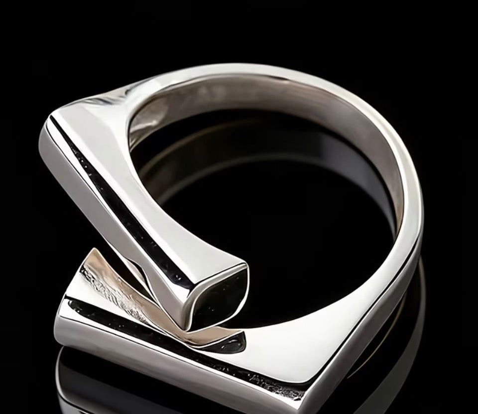 Unique adjustable silver ring