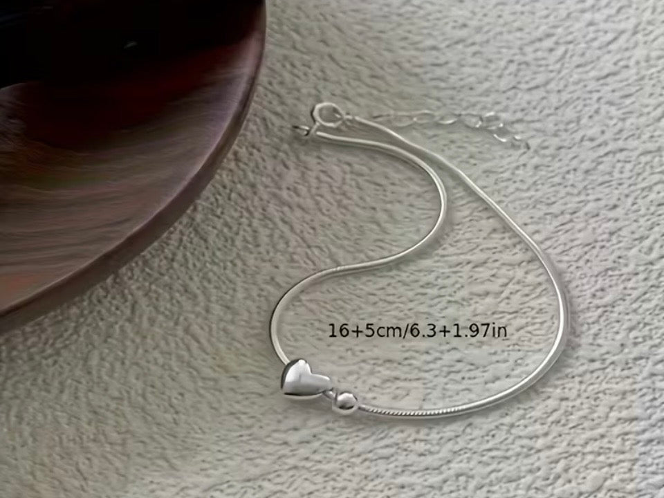 Stainless Steel Silver Heart and Ball bracelet