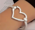 Hand hammered heart bangle adjustable bracelet